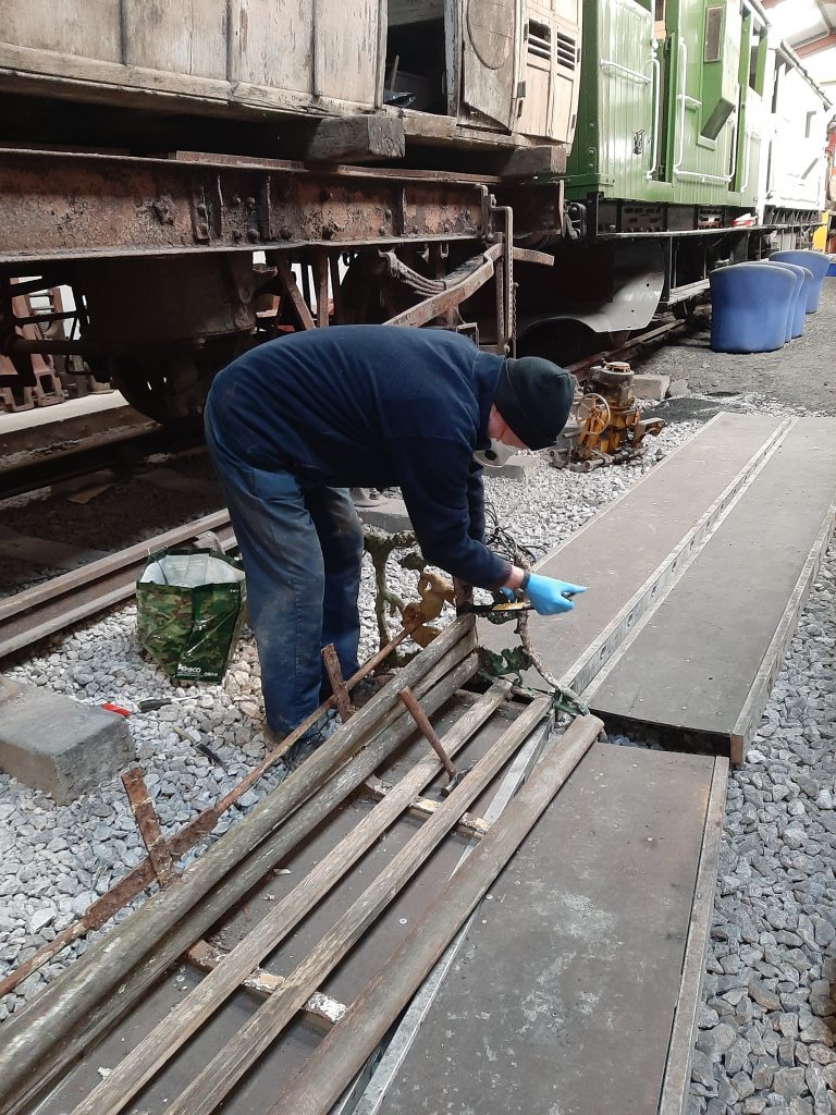 Paul Newton working on the Furness Railway bench