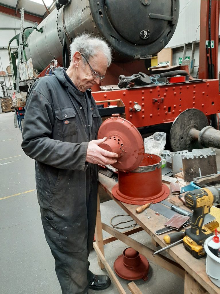 John Dixon working on the gas lamp housings for GER 5