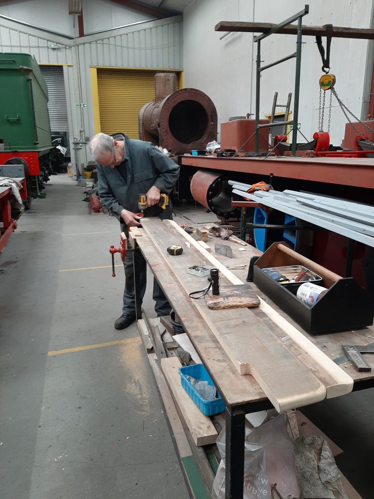 John Dixon working on the replacement step boards for GER No. 5