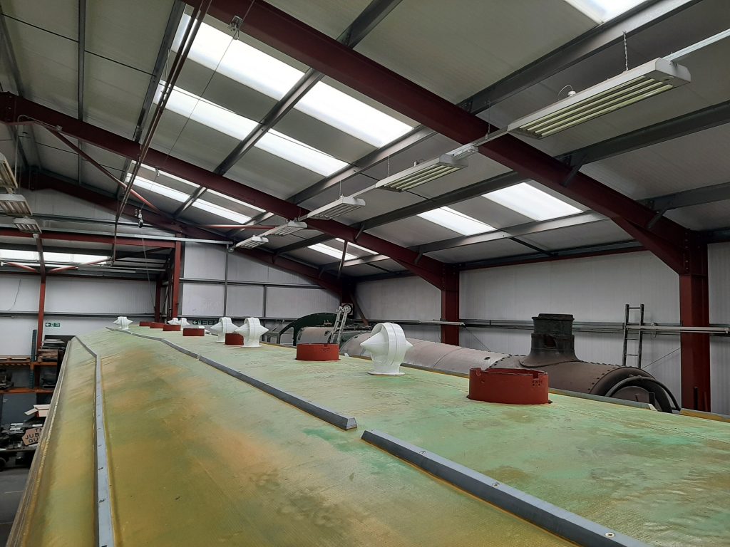 Rain strips, gas lamp housings and torpedo vents refitted on to the roof of GER No. 5