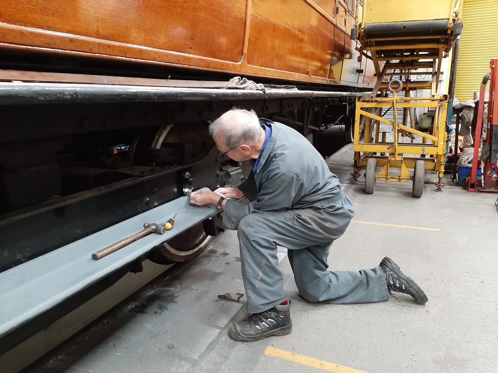 Let us pray?! John Dixon securing a replacement step board in place of GER No. 5