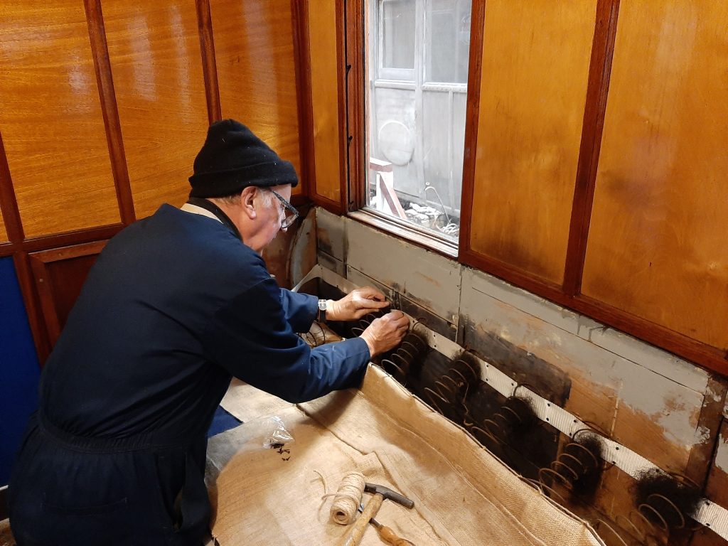 Phil Burton working on the chaise longue