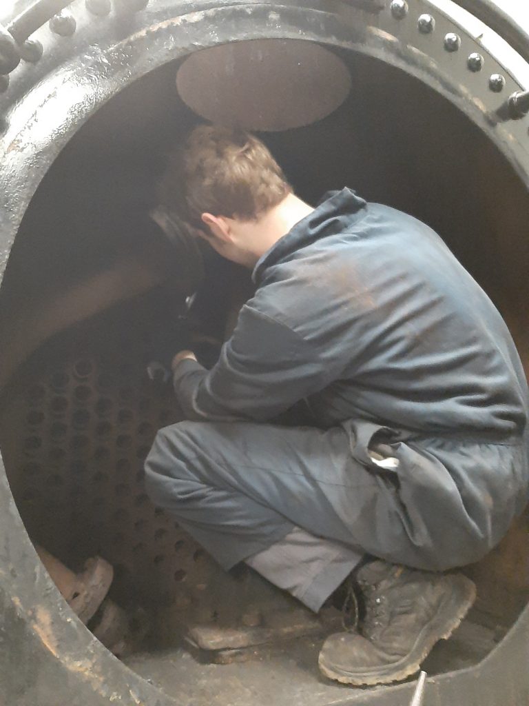 Sam works inside FR 20's smokebox on the 11th February