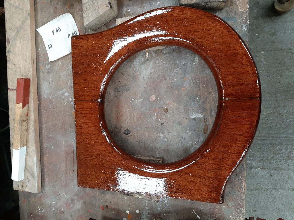 The royal loo seat varnished and ready for a royal bum