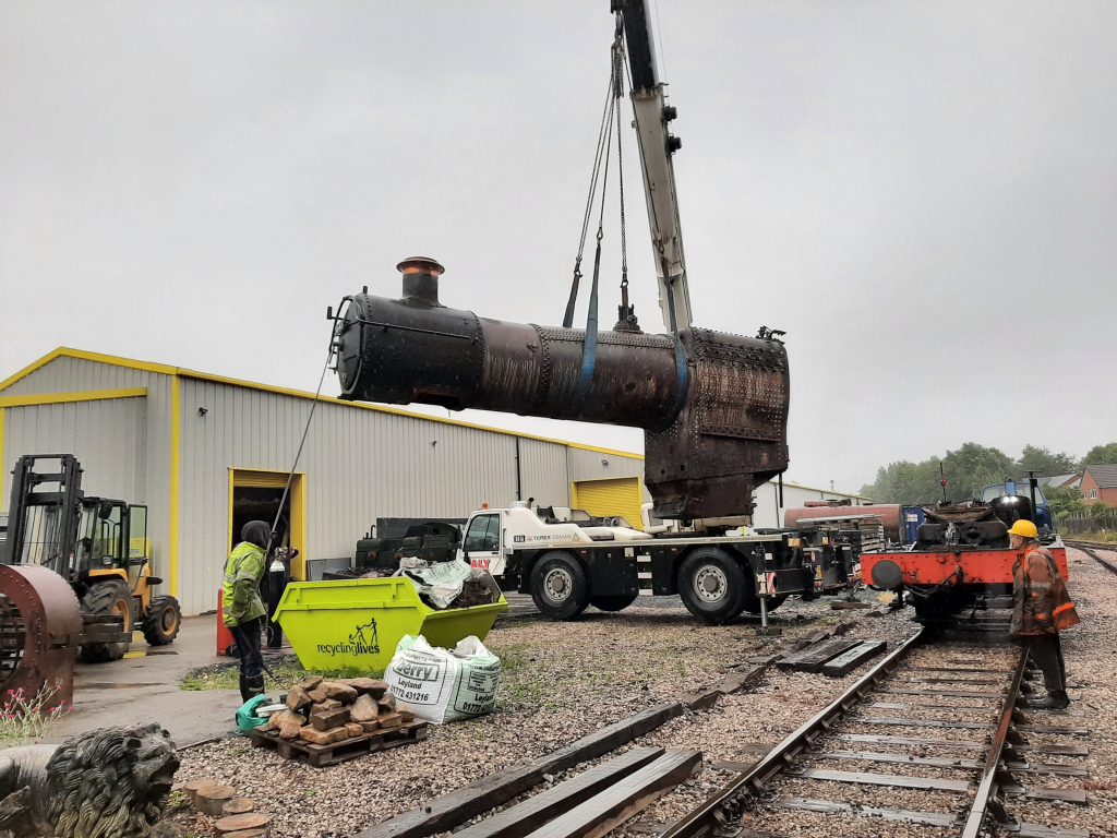 5643's boiler is lifted off the frames.