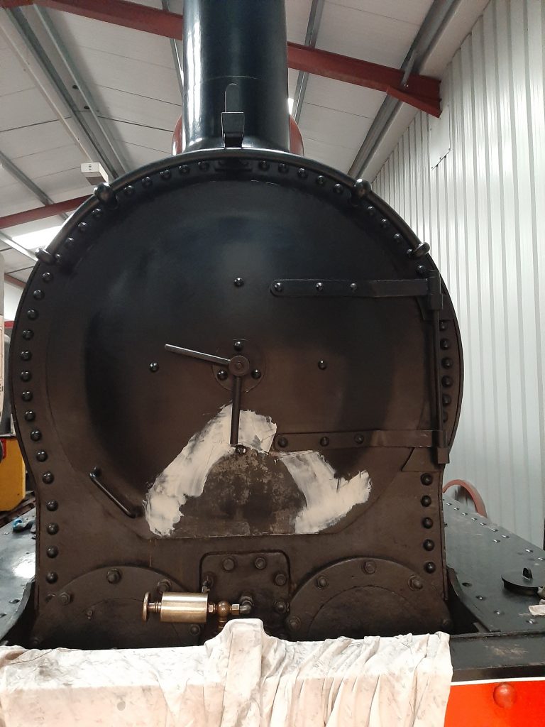 FR 20's smokebox door being readied for re-painting