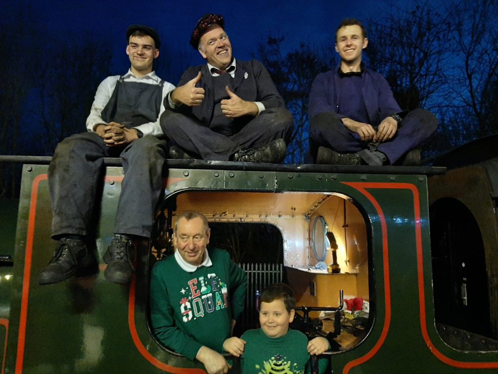 Sam on top of Courageous's' cab after the last train on Sunday, 17th December