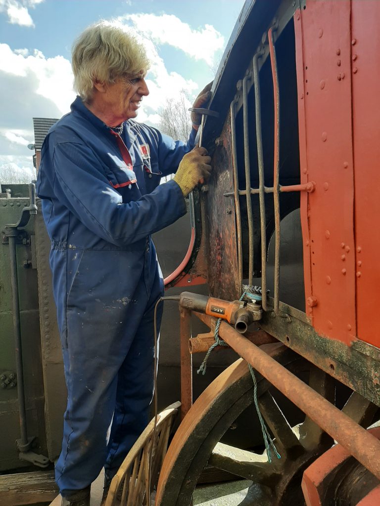 Ed working on 5643's cab roof