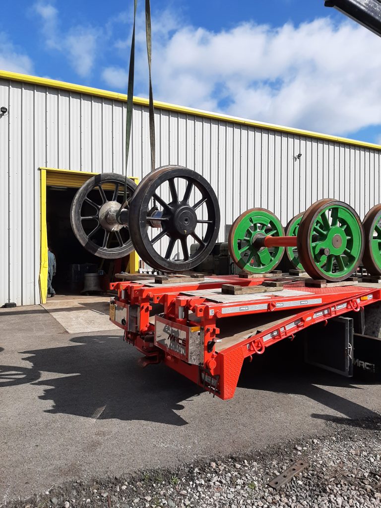 Neatly loaded on to the wagon next to Stewart Waugh's wheelsets