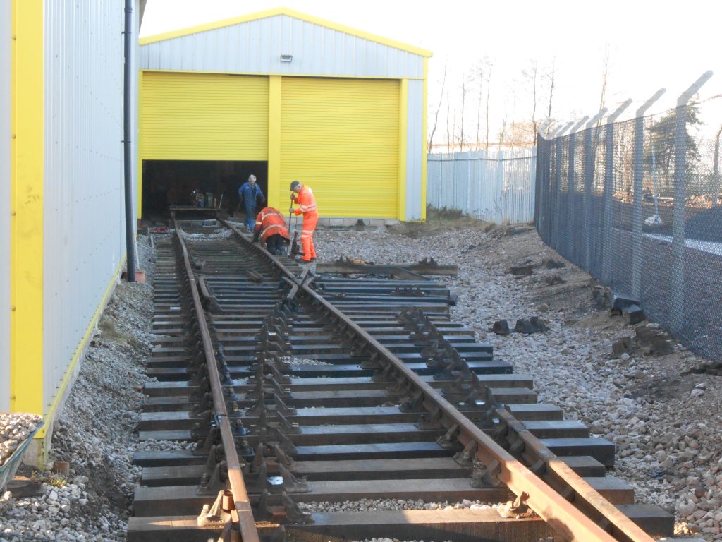 The trackworks progressing outside the shed