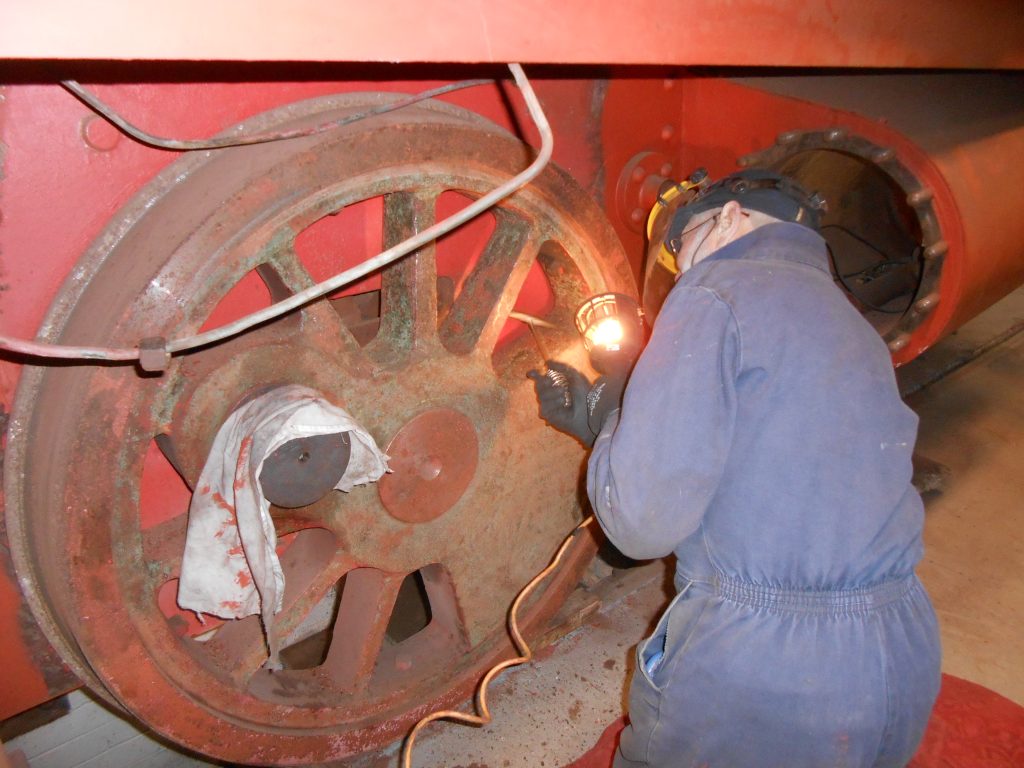 Roger working on Caliban's wheels