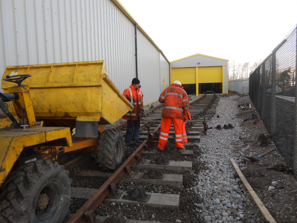 The trackworks progressing outside the shed
