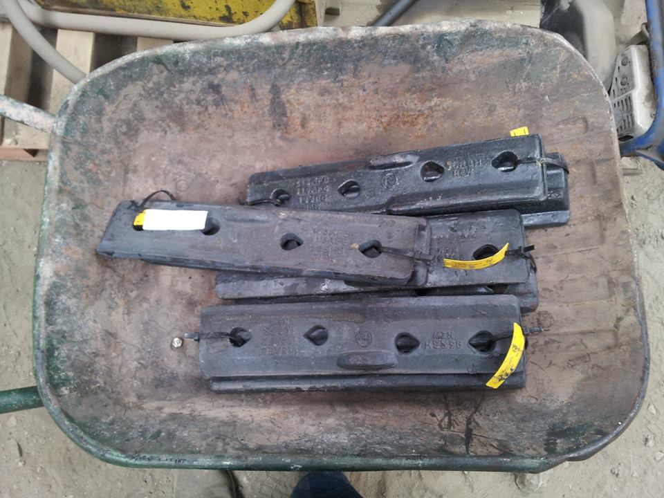 The transition fishplates have arrived ready for when rails go over the top of the new pit!