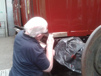 Tom polishing the brasswork