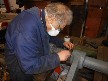 Bob working on Wootton Hall's tender brake shaft