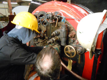 George and Matthew refitting the injector pipework