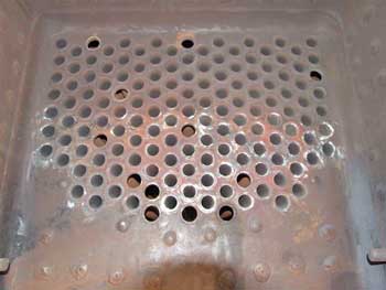 Inside the firebox, with a number of tubes already removed