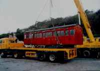The North London 2nd class coach leaves Haverthwaite for restoration